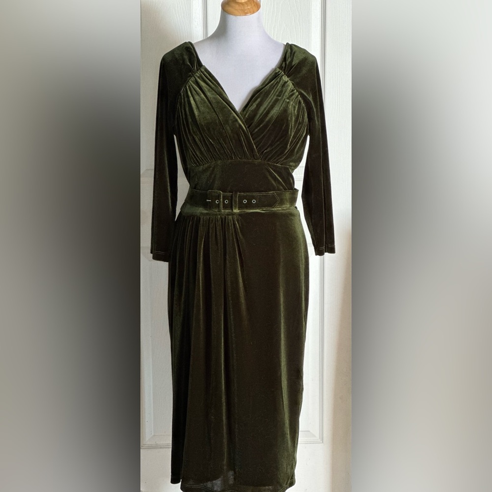 Starlet Wiggle Dress by Micheline Pitt in Olive Green
